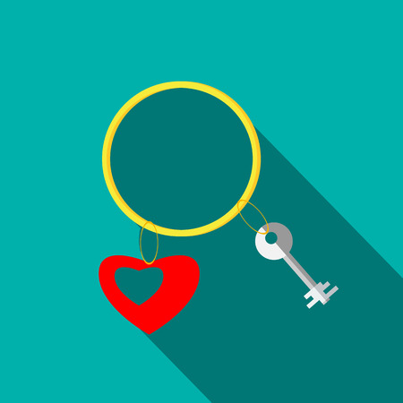 Bracelet with heart and key icon in flat style with long shadow. Love symbolのイラスト素材