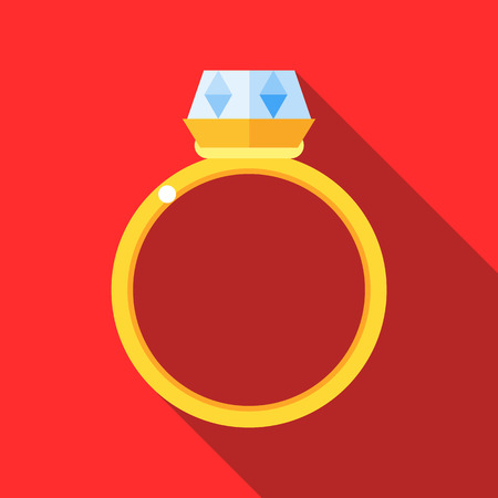 Women wedding ring icon in flat style with long shadow. Jewelry symbolのイラスト素材