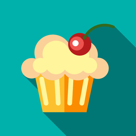 Muffin icon in flat style with long shadow. Cakes symbolのイラスト素材