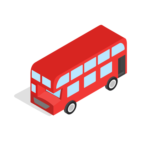 English red bus icon in isometric 3d style isolated on white background. Transport symbolのイラスト素材