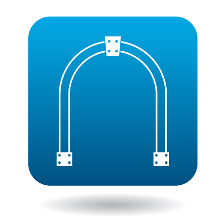 Steel arch icon in simple style in blue square. Construction and interiors symbolのイラスト素材