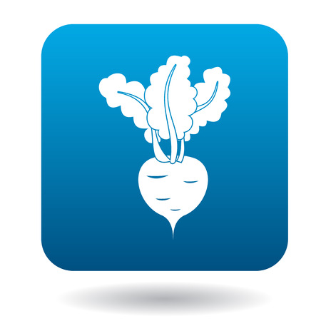 Beetroot with leaves icon in flat style on a white backgroundのイラスト素材