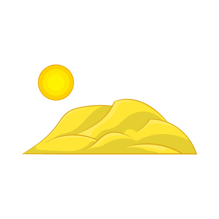 Mountain and the sun icon in cartoon style isolated on white background. Nature symbolのイラスト素材