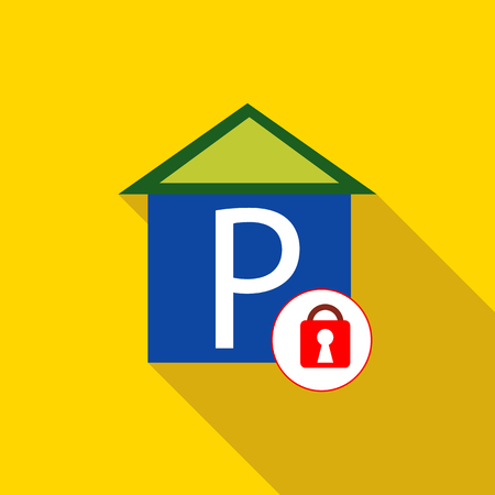 Closed parking icon in flat style with long shadow. Transport and service symbolのイラスト素材
