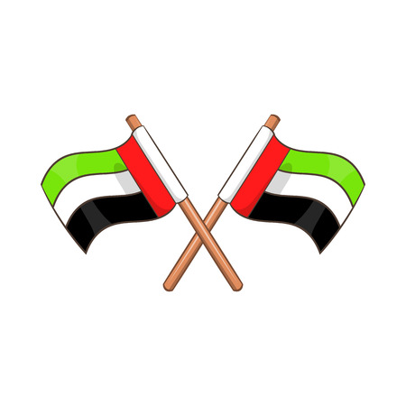 UAE flag icon in cartoon style isolated on white background. State symbolのイラスト素材