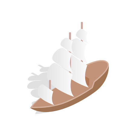 Sailing boat icon in isometric 3d style isolated on white background. Maritime transport symbolのイラスト素材