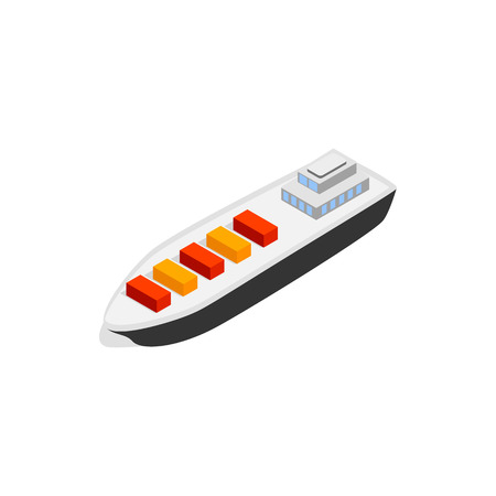 Cargo ship icon in isometric 3d style isolated on white background. Maritime transport symbolのイラスト素材