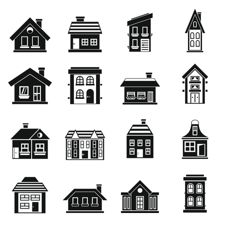 House icons set in simple style. Real estate set collection vector illustrationのイラスト素材