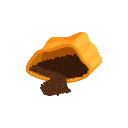 Coffee powder in paper bag icon in cartoon style isolated on white backgroundのイラスト素材