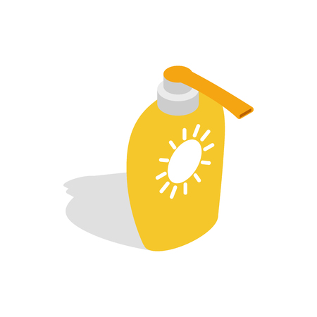 Bottle of suntan cream icon in isometric 3d style on a white backgroundのイラスト素材