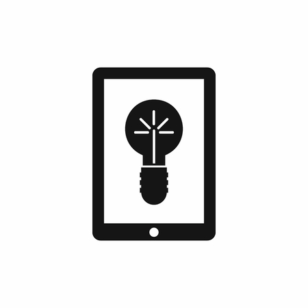 Idea lamp on gadget screen icon in simple style isolated on white backgroundのイラスト素材