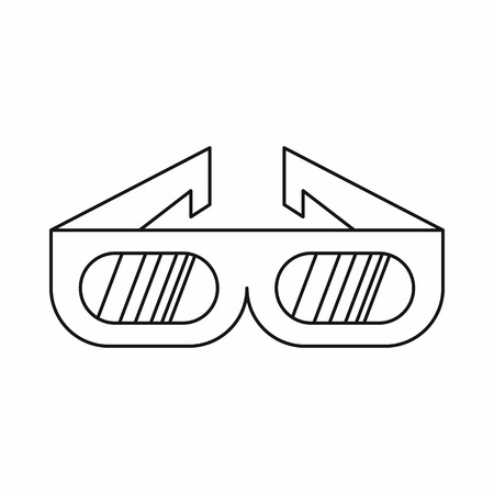 3D cinema glasses icon in outline style on a white backgroundのイラスト素材