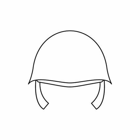 Military helmet icon in outline style on a white backgroundのイラスト素材
