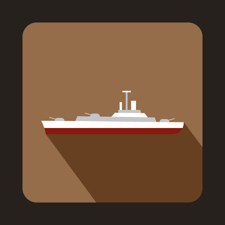 Military ship icon in flat style with long shadowのイラスト素材
