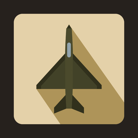 Fighter airplane icon in flat style with long shadowのイラスト素材