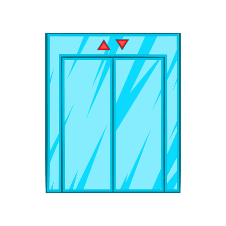 Elevator with closed door icon in cartoon style on a white backgroundのイラスト素材