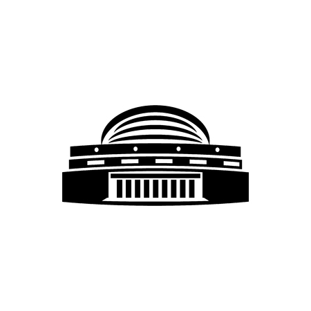 Building with a round roof icon in simple style on a white backgroundのイラスト素材
