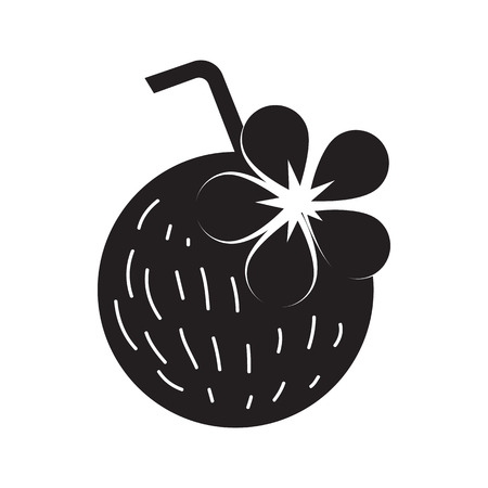 Coconut cocktail icon in simple style on a white backgroundのイラスト素材