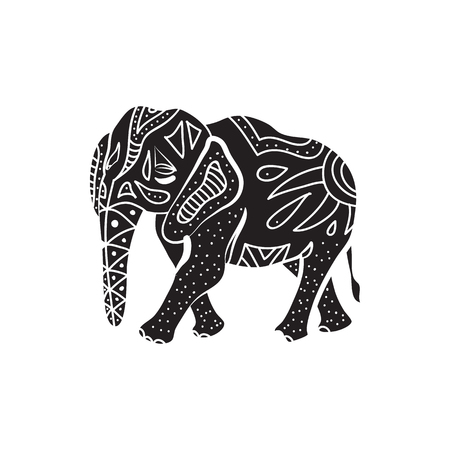 Elephant icon in simple style on a white backgroundのイラスト素材