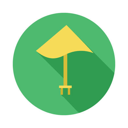 Yellow beach umbrella icon in flat style on a white backgroundのイラスト素材