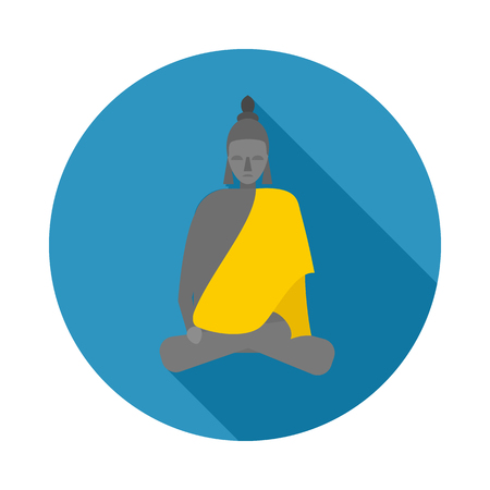 Buddha statue icon in flat style on a white backgroundのイラスト素材