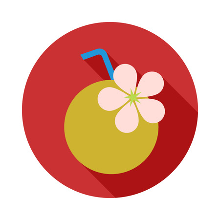 Coconut cocktail icon in flat style on a white backgroundのイラスト素材