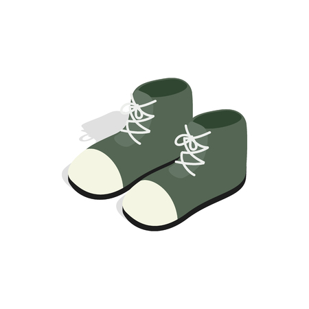 Pair of green boots icon in isometric 3d style on a white backgroundのイラスト素材