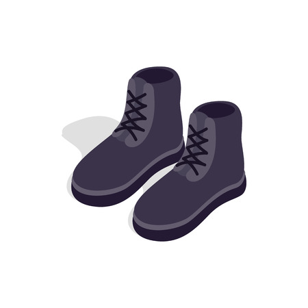 Pair of male boots icon in isometric 3d style on a white backgroundのイラスト素材