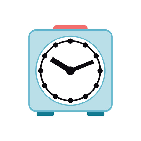 Light blue alarm clock icon in flat style on a white backgroundのイラスト素材