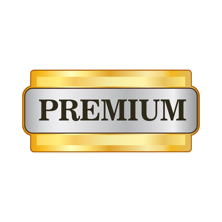 Premium golden label icon in flat style on a white backgroundのイラスト素材