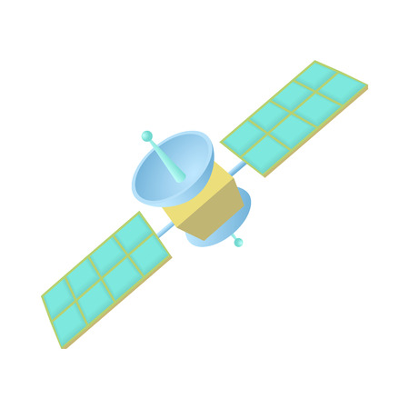 Space satellite icon in cartoon style on a white backgroundのイラスト素材