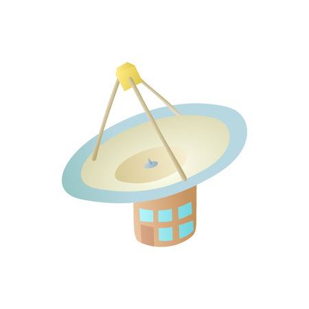 Satellite communication station icon in cartoon style on a white backgroundのイラスト素材