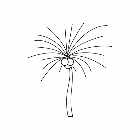 Palm butia capitata icon in outline style isolated on white background. Trees symbolのイラスト素材