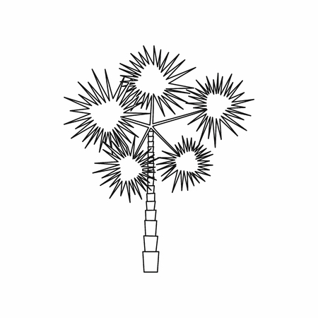 Spiny tropical palm tree icon in outline style isolated on white background. Flora symbolのイラスト素材