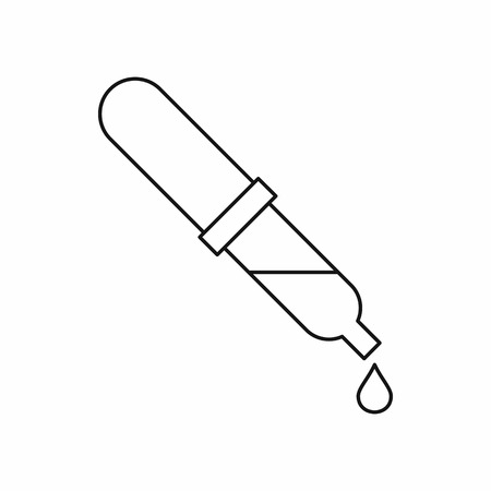 Pipette icon in outline style isolated on white background. Dropper symbolのイラスト素材