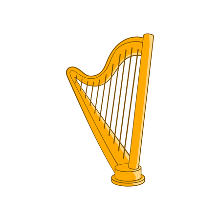 Harp icon in cartoon style isolated on white background. Musical instrument symbolのイラスト素材