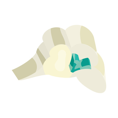 Tick, check mark in a cloud icon in cartoon style on a white backgroundのイラスト素材