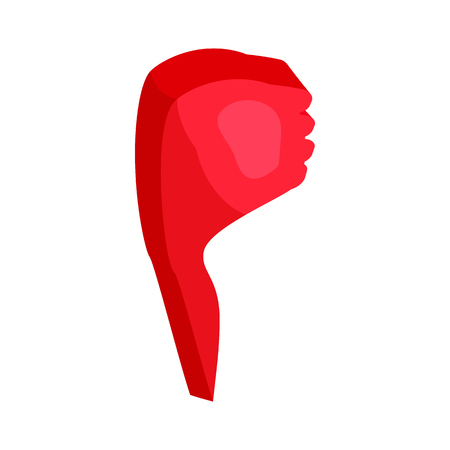 Thumb down gesture icon in cartoon style on a white backgroundのイラスト素材