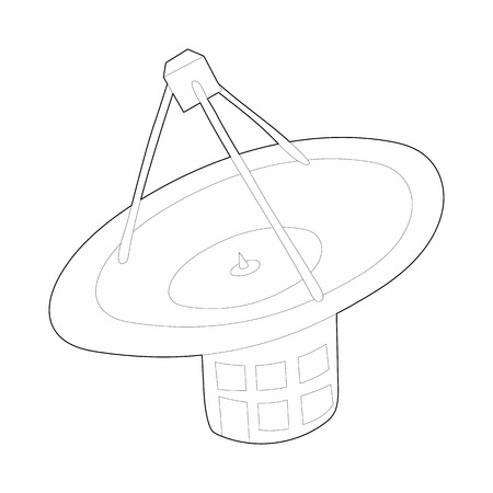 Satellite communication station icon in outline style on a white backgroundのイラスト素材