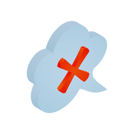 Speech bubble with cross icon in isometric 3d style isolated on white backgroundのイラスト素材