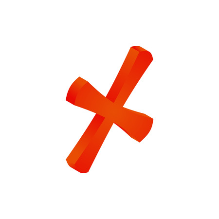 Cross mark icon in isometric 3d style isolated on white backgroundのイラスト素材