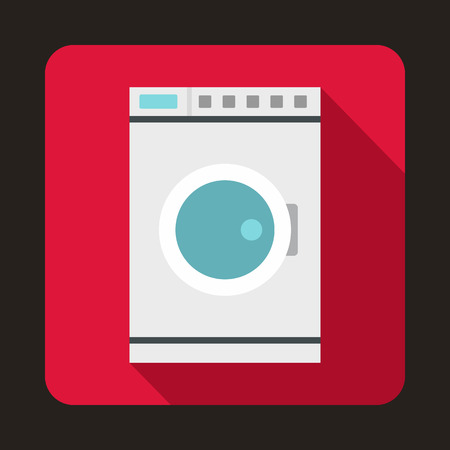 Washing machine icon in flat style with long shadow. Home appliances symbolのイラスト素材
