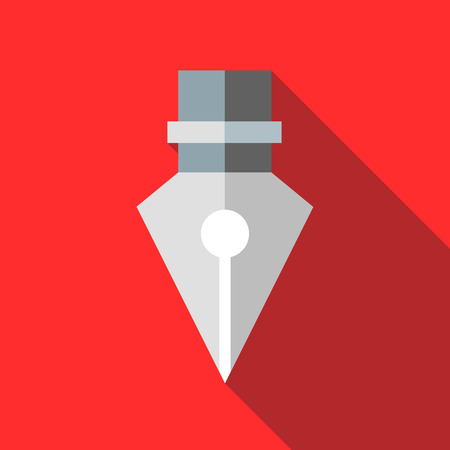 Fountain pen icon in flat style on a red backgroundのイラスト素材