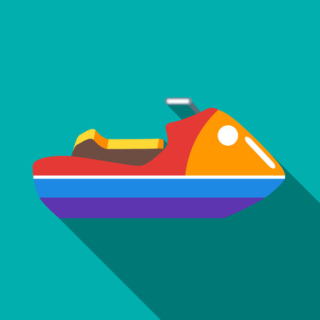 Water jetski or hydrocycle icon in flat style on a turquoise backgroundのイラスト素材