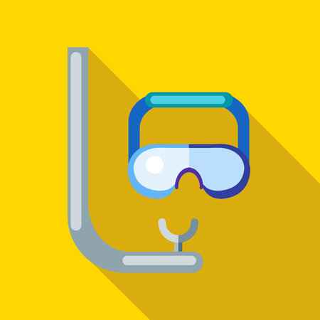 Diving mask icon in flat style on a yellow backgroundのイラスト素材