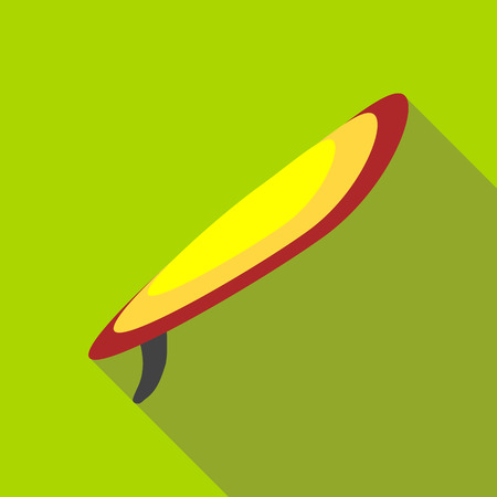 Yellow surfboard icon in flat style on a green backgroundのイラスト素材