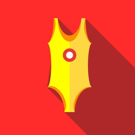 Yellow swimsuit icon in flat style on a red backgroundのイラスト素材