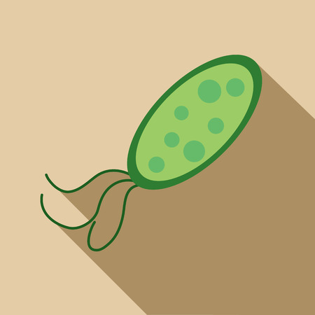 Bacteria or virus icon in flat style on a beige backgroundのイラスト素材