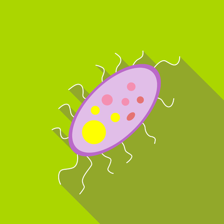 Virus icon in flat style on a green backgroundのイラスト素材