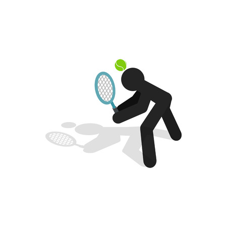 Tennis returner icon in isometric 3d style isolated on white backgroundのイラスト素材